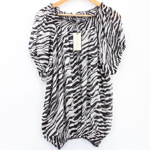 Isabella Rodriguez Blouse Top Women Animal Print Lightweight Short Sleeve XL NWT - Picture 1 of 10